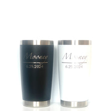 Load image into Gallery viewer, Engagement Wedding or Anniversary Custom Insulated Drink Tumbler Travel Mug SET