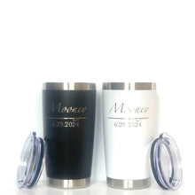 Load image into Gallery viewer, Engagement Wedding or Anniversary Custom Insulated Drink Tumbler Travel Mug SET